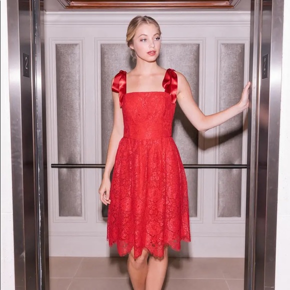 Gal Meets Glam Dresses & Skirts - Gal Meets Glam Lucia Satin Strap Lace